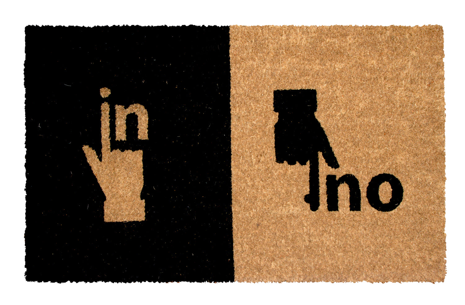 Stylish Black & Brown "IN OUT" printed Natural Coir Entrance Mat - OnlyMat