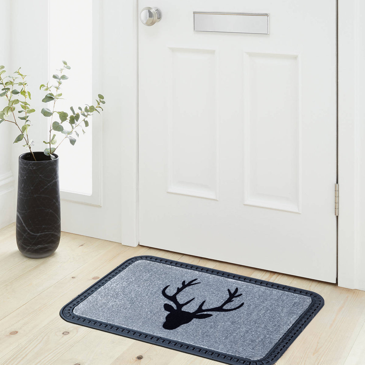 Onlymat Reindeer Design Soft All-Purpose Mat Home Kitchen Bathroom Door Entrance 40x60x8mm (Grey) - OnlyMat