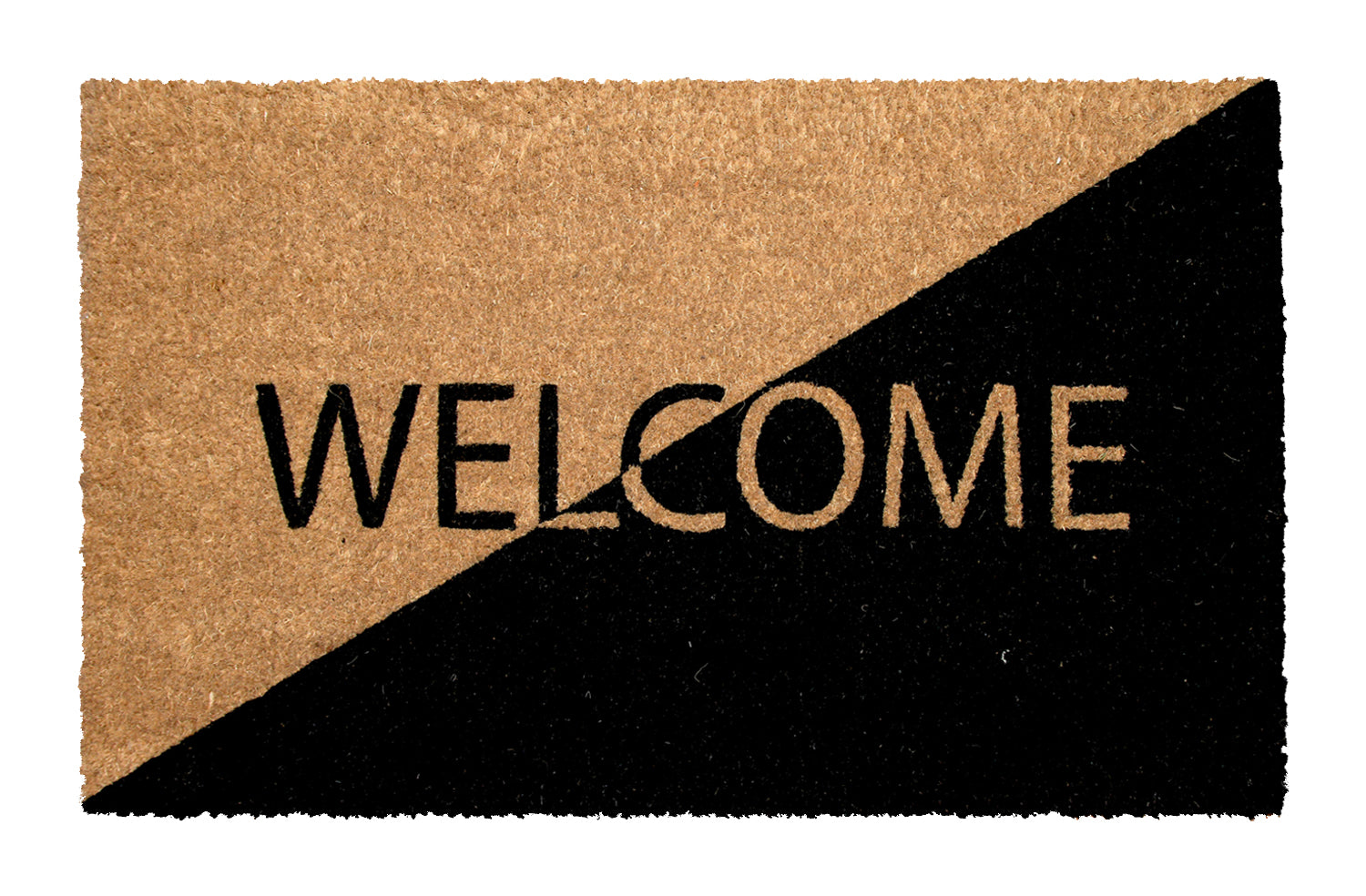 Black and Brown "Welcome" Printed Anti-Slip Natural Coir Door mat - OnlyMat