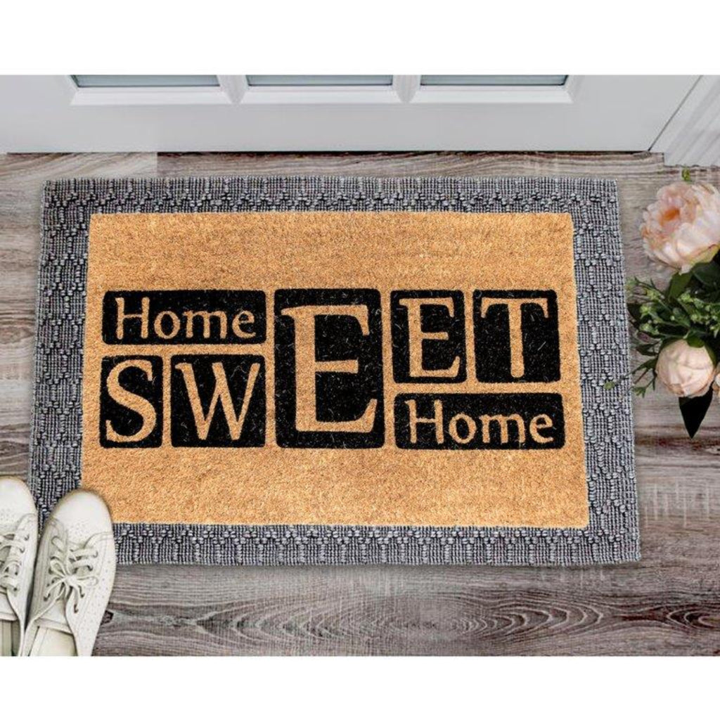 OnlyMat Jute and Coir Doormat Combo Sweet Home printed Entrance Door