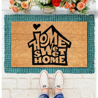 "Home Sweet Home" Natural Coir Floor Indoor Floor Mat with Green Border (40x70cm) - OnlyMat