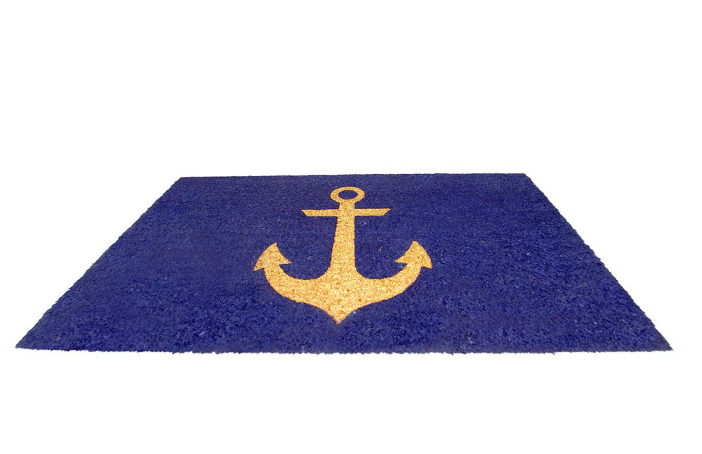 
                      
                        Elegant Golden Glitter Ship Anchor Printed Blue Natural Coir Floor Mat - OnlyMat
                      
                    