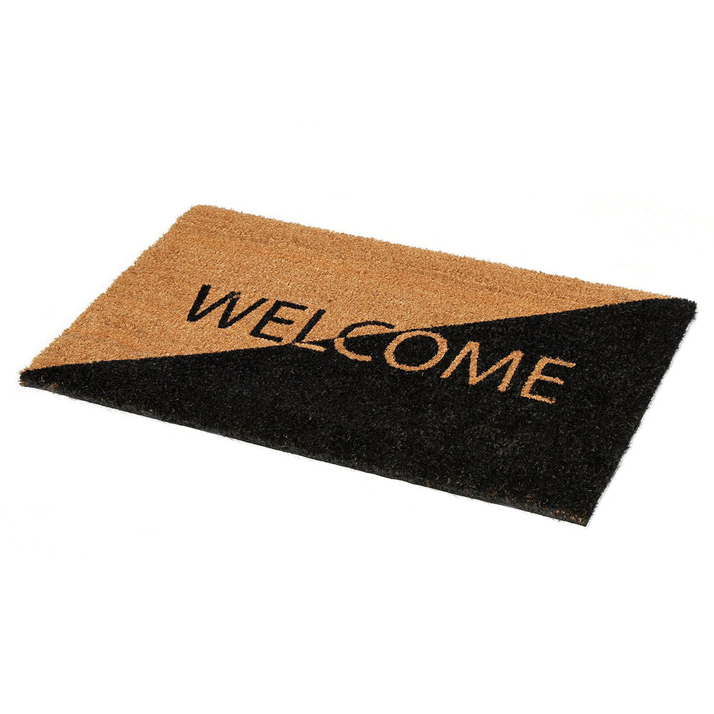 Elegant Black & Brown "Welcome" Printed Natural Coir Door Mat - OnlyMat