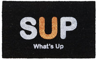 Black "SUP What's Up" Printed Natural Coir Door mat - OnlyMat