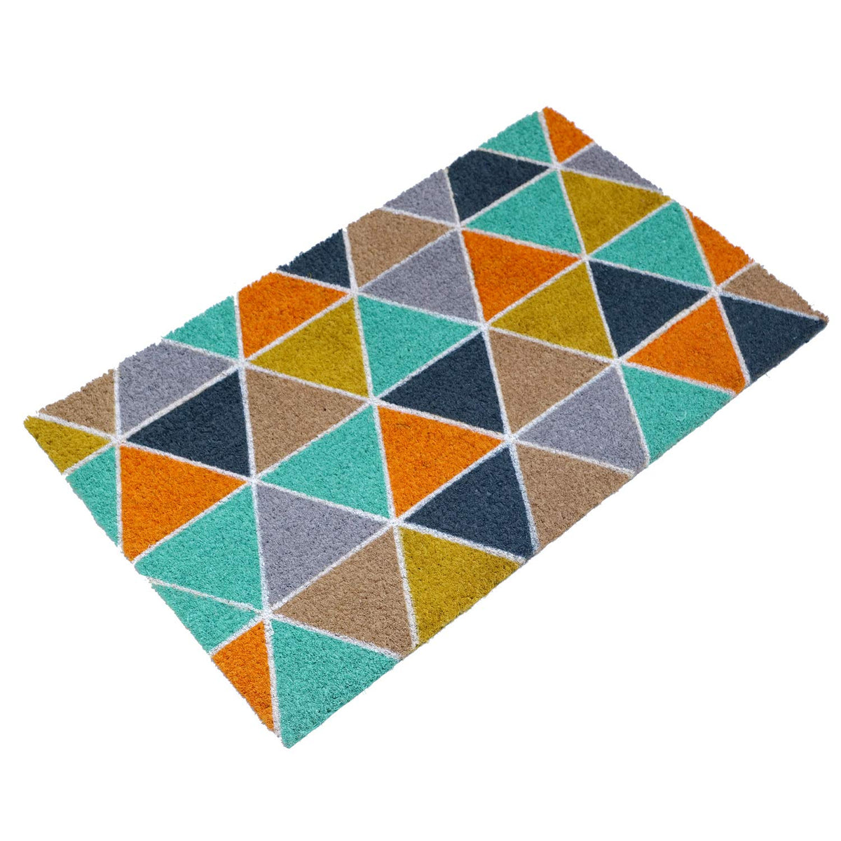 Colourful Patchwork Design Natural Printed Coir Floor Mat - OnlyMat