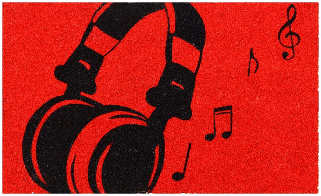 
                      
                        Stylish Headphone printed Red Colour Natural Coir Floor Mat for Music Lovers - OnlyMat
                      
                    