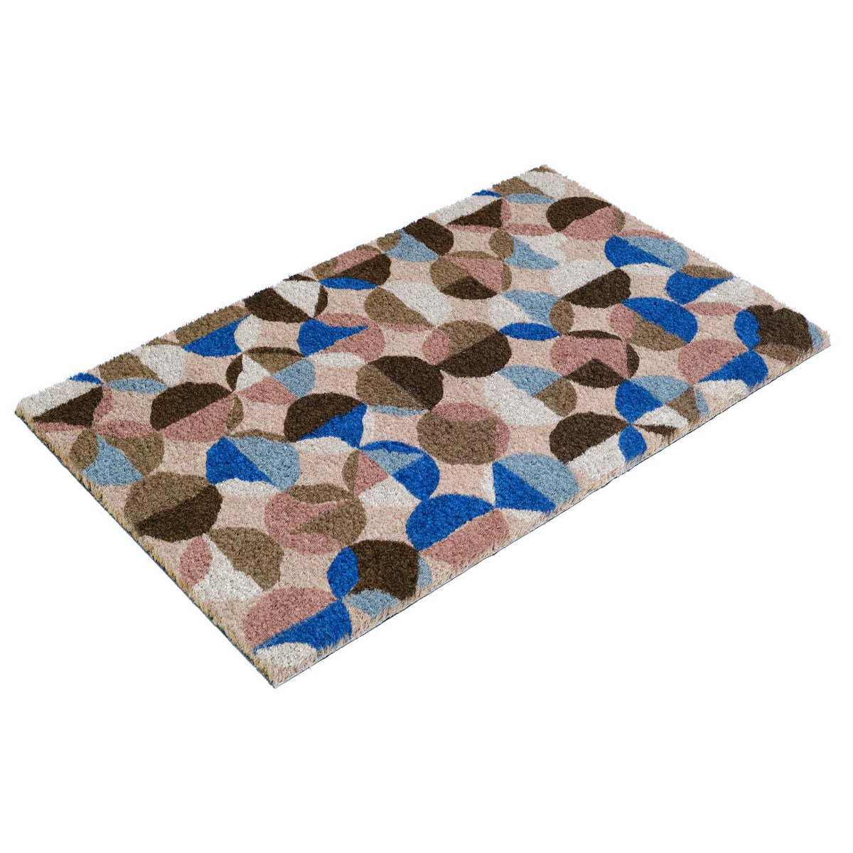 Multi Colour with Blue and Brown Design Printed Natural Coir Door Mat - OnlyMat