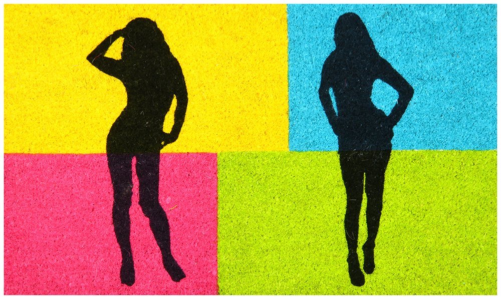 Stylish Chick printed Natural Coir Door Mat - OnlyMat