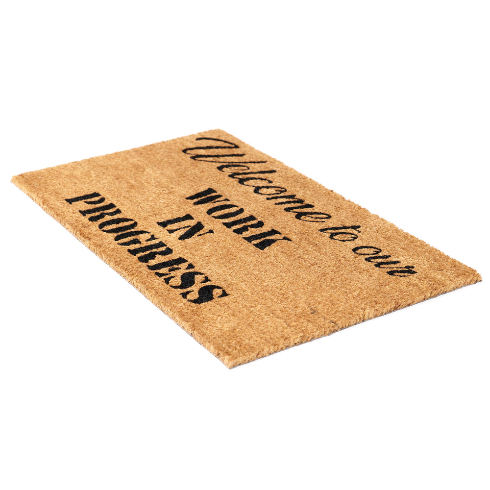 
                      
                        Funny "Welcome to Our Work in Progress" Printed Natural Coir Floor Mat - OnlyMat
                      
                    
