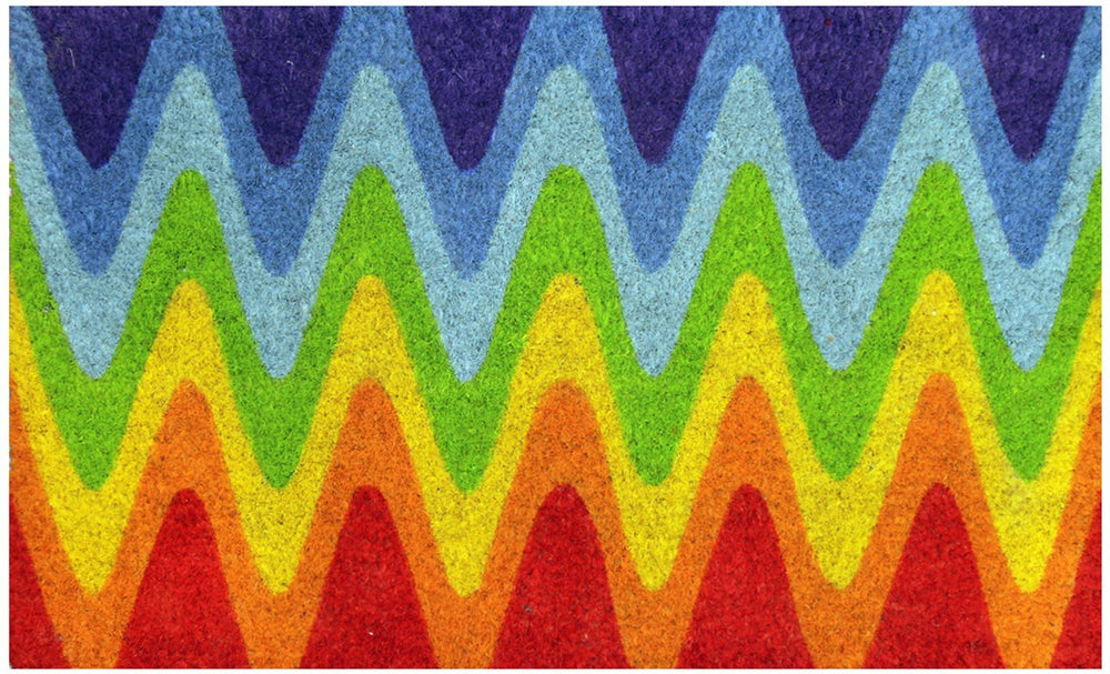 Multi-Colour Wave Designed Holi Theme Natural Coir Floor Mat - OnlyMat