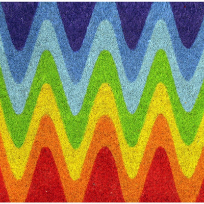 Multi-Colour Wave Designed Holi Theme Natural Coir Floor Mat - OnlyMat