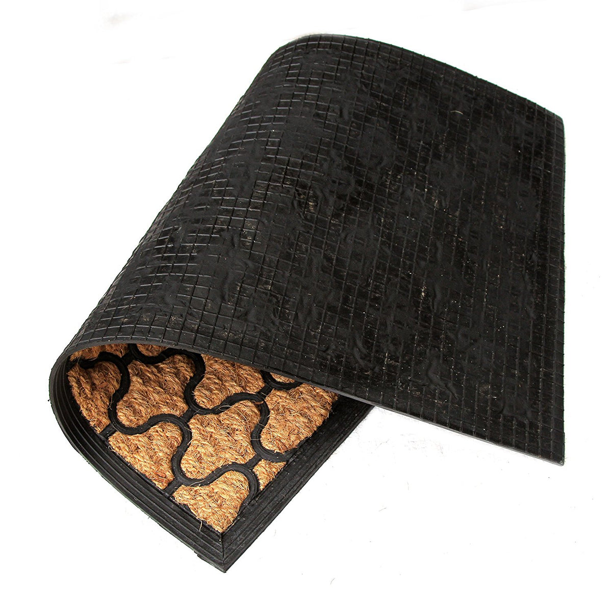 Elegant Hexagon Design Tough Rubber Moulded Coir Floor Mat - OnlyMat