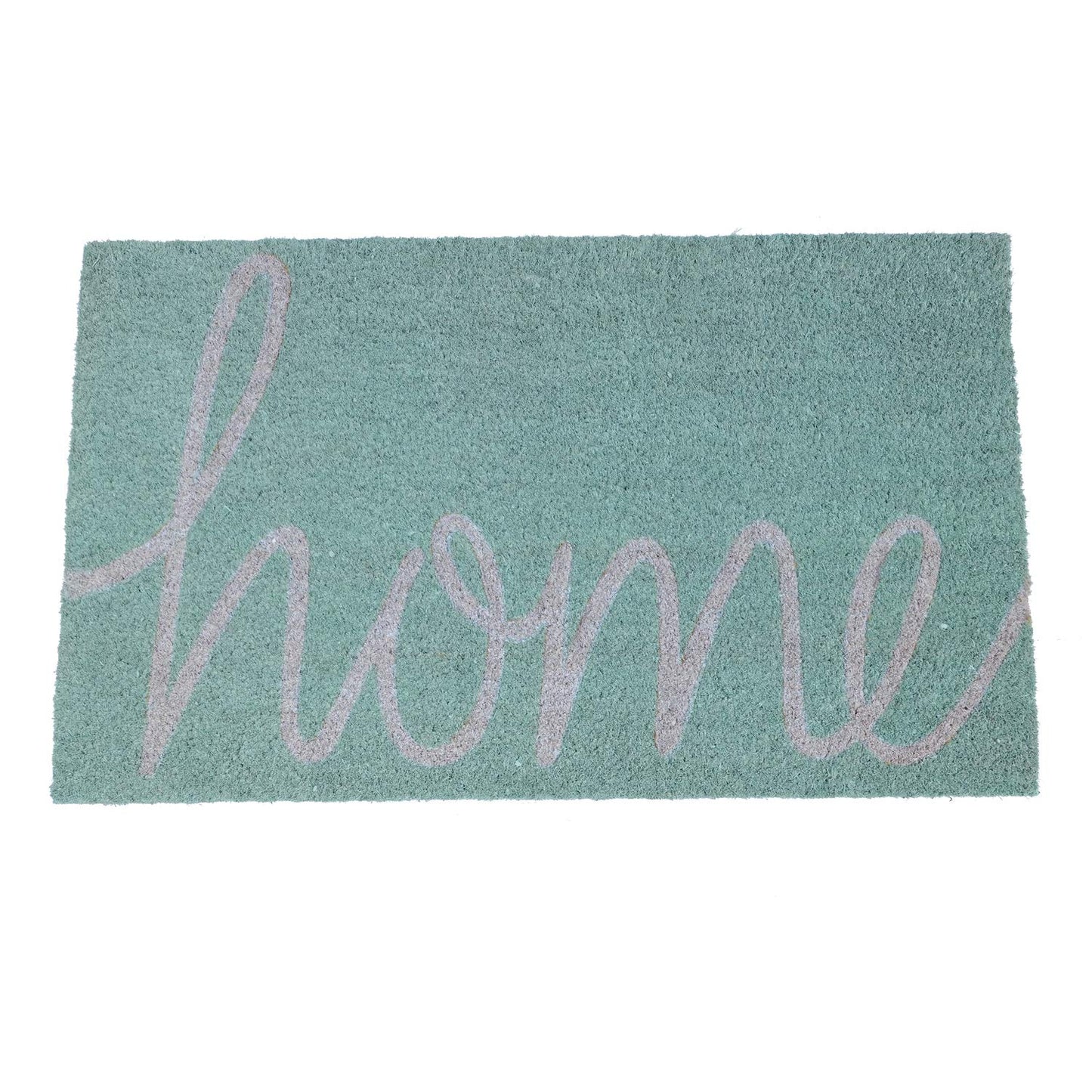Light Green and Gray Colour "Home" Printed Natural Coir Entrance Mat - OnlyMat