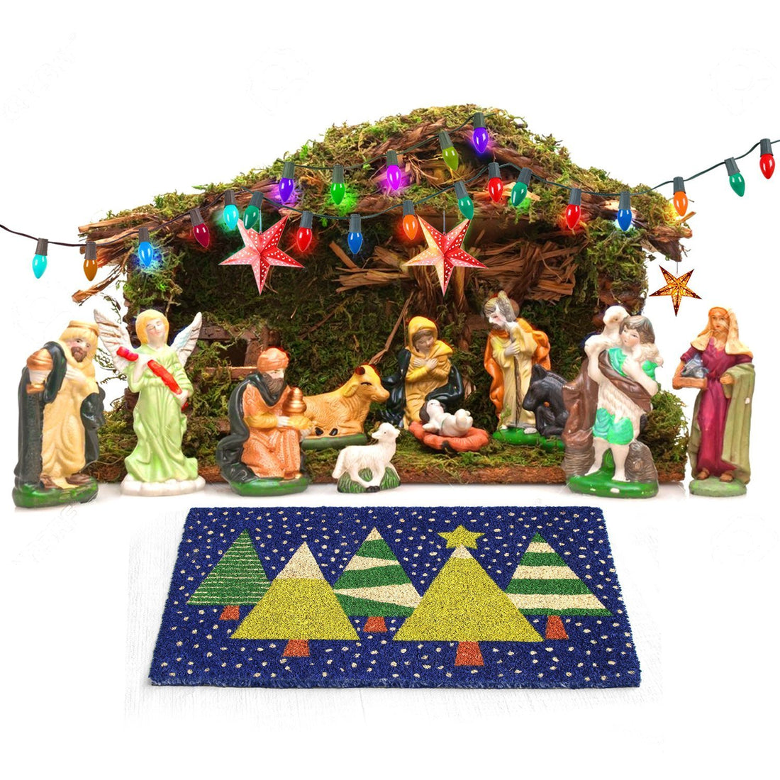 
                      
                        Christmas Tree Printed Blue Christmas Decoration Coir Door Mat
                      
                    