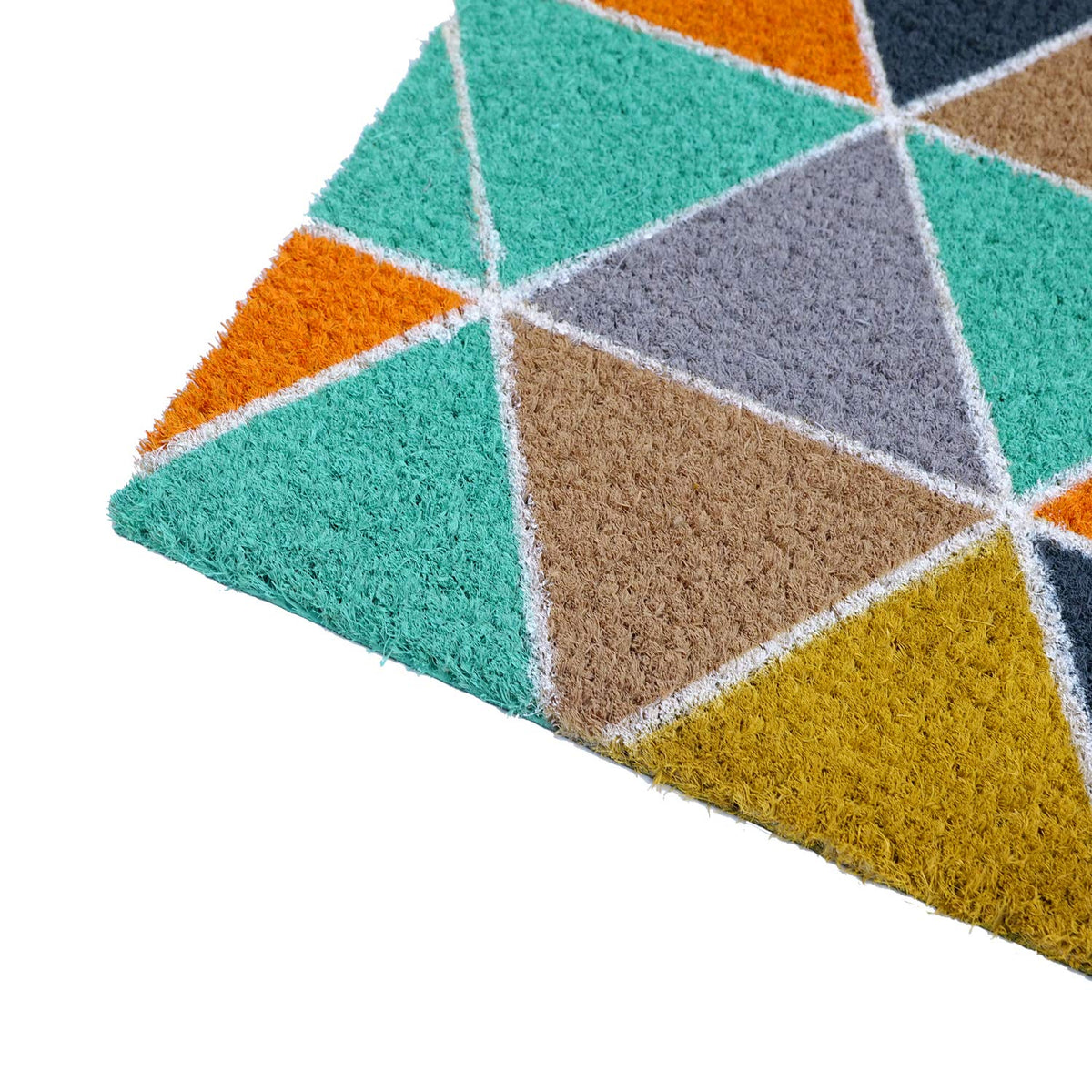 Colourful Patchwork Design Natural Printed Coir Floor Mat - OnlyMat