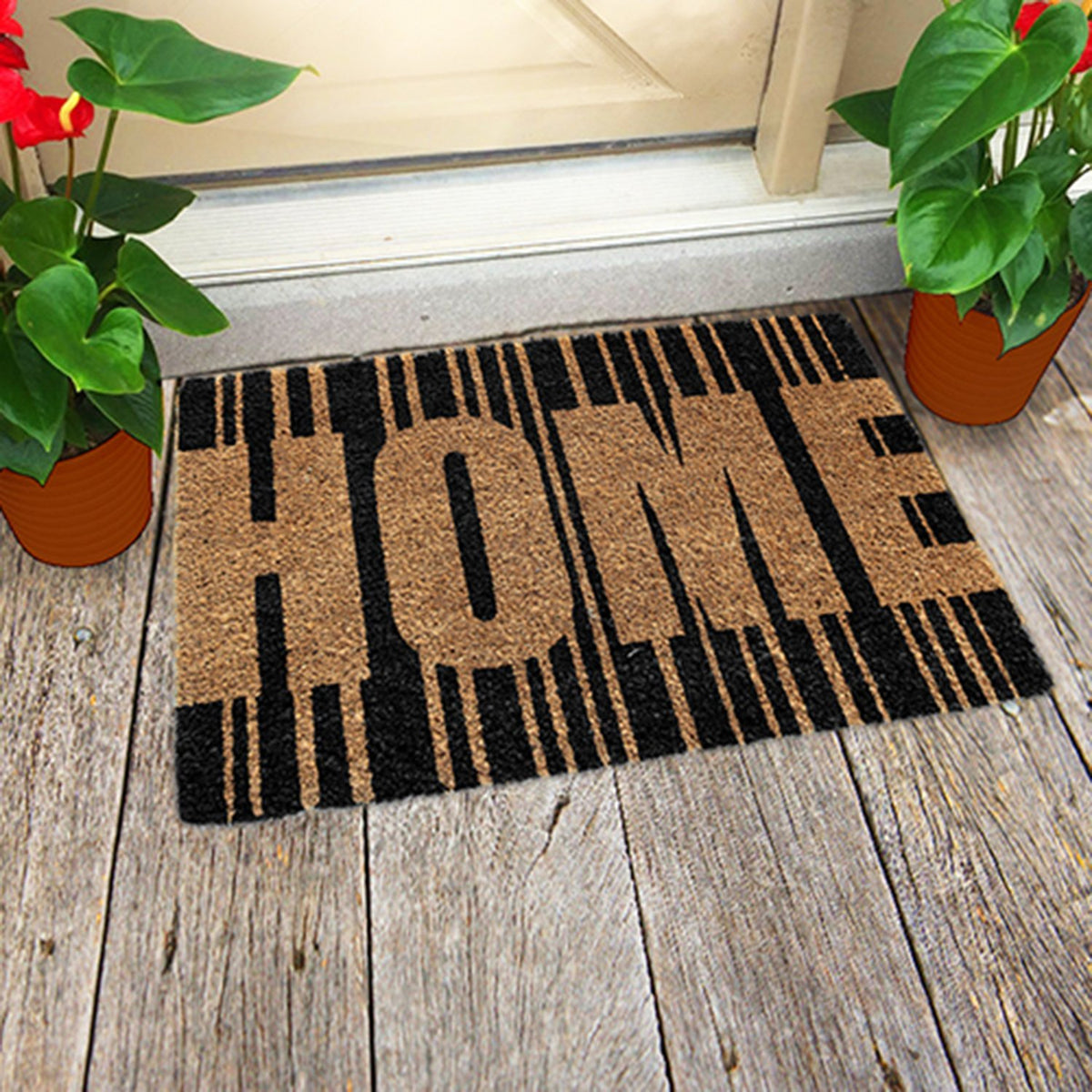Home Striped Design Natural Coir Doormat - OnlyMat