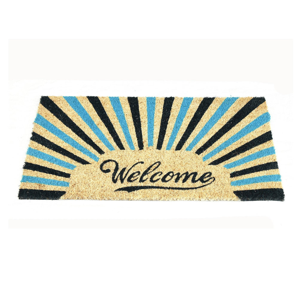 Retro Blue Welcome Coir Doormat