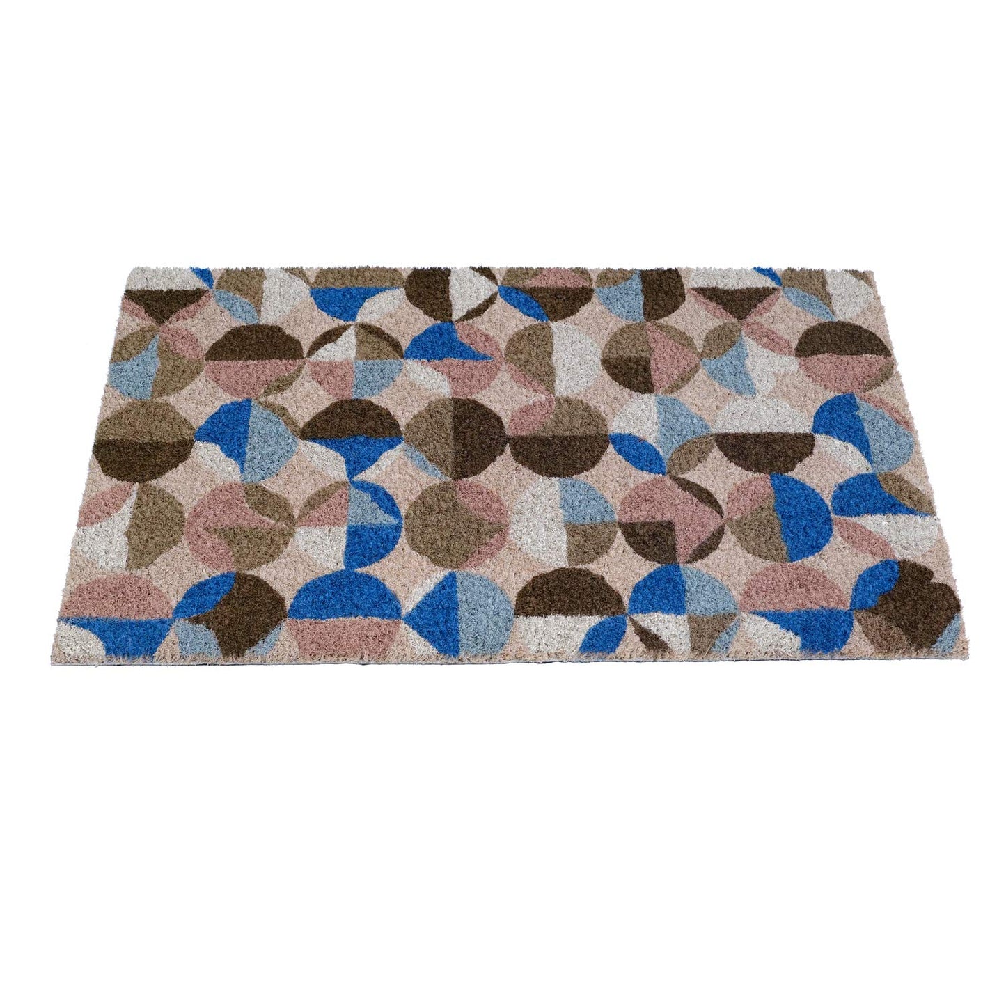 Multi Colour with Blue and Brown Design Printed Natural Coir Door Mat - OnlyMat