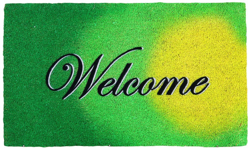 Lime Green Welcome Coir Doormat - OnlyMat