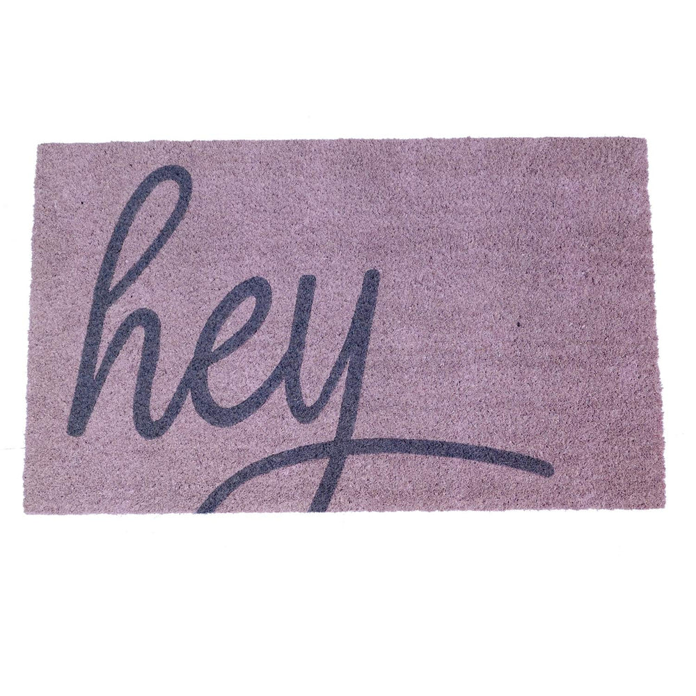 "Hey" Printed colourful Natural Coir Door mat with PVC backing - OnlyMat