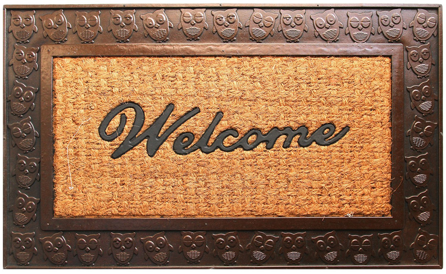 OWL Design Border Rubber Coir Doormat - OnlyMat