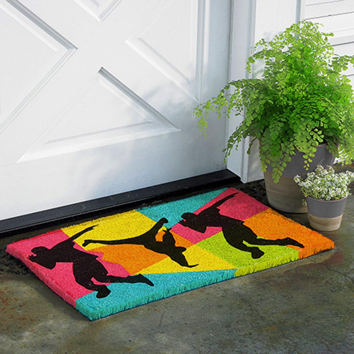 Stylish Multi-Colour HipHop Design Natural Coir Floor Mat - OnlyMat