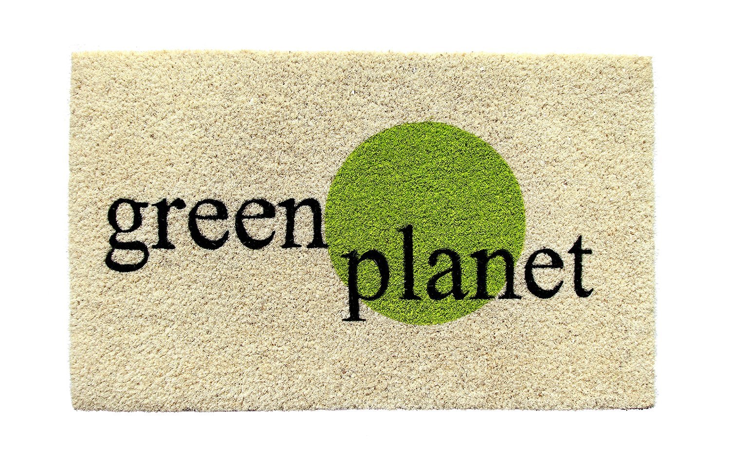 "Green Planet" printed Natural Coir Anti-Slip Green Floor Mat - OnlyMat