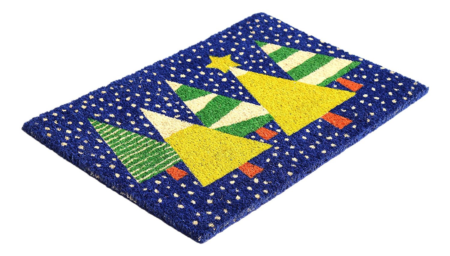 Christmas Tree Printed Blue Christmas Decoration Coir Door Mat