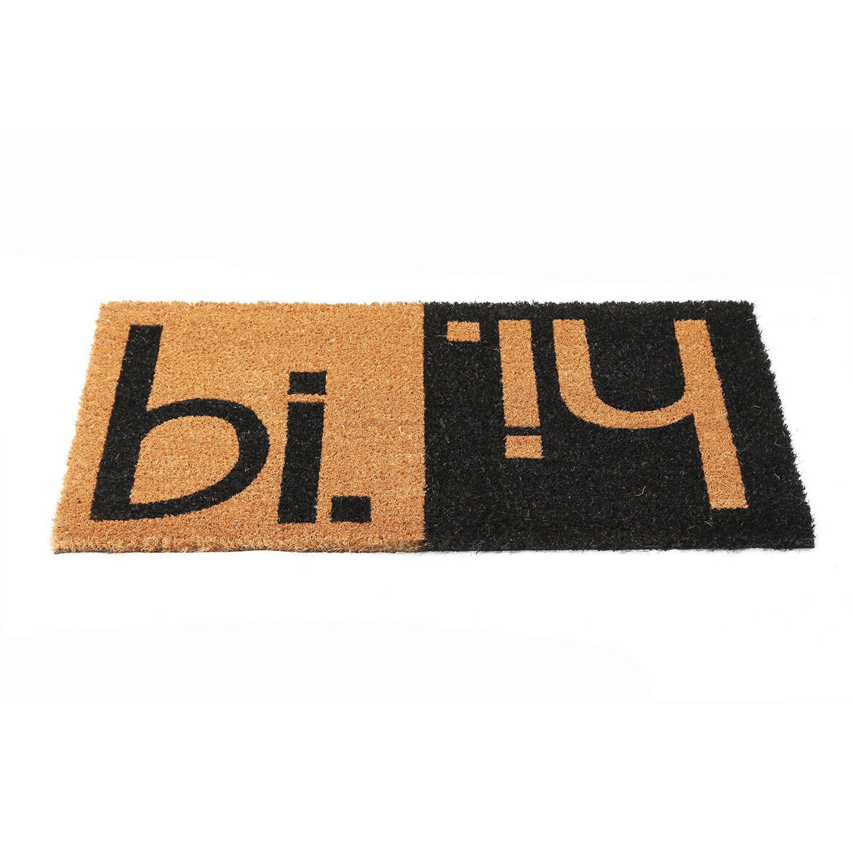 Elegant Funny Black & Brown "Hi Bi" Printed Natural Coir Door Mat - OnlyMat