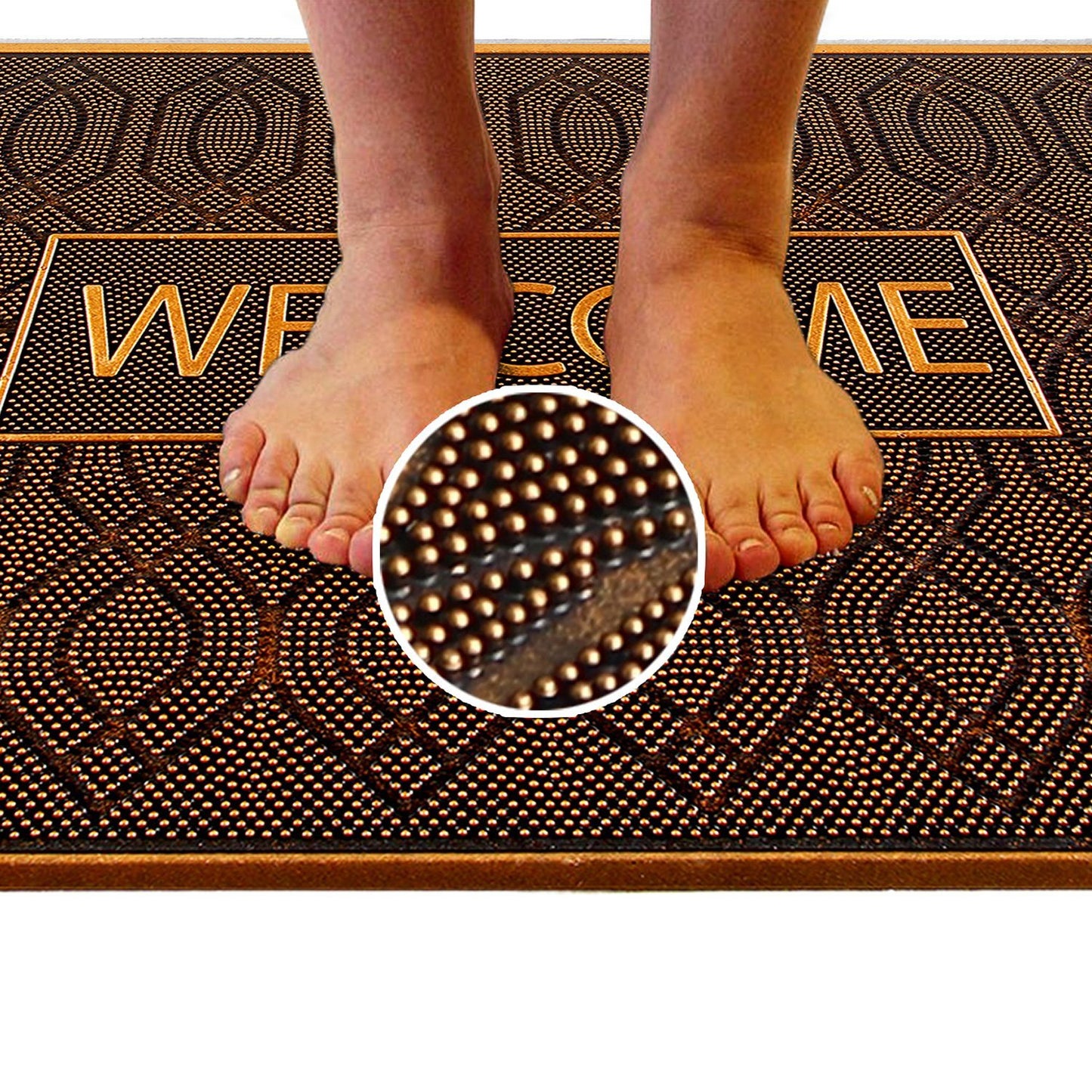 Brown Colour Rubber Pin Welcome Door Mat - OnlyMat