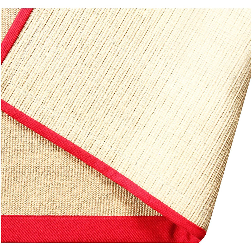Jute Floor Mat with Red Color Cotton Border - OnlyMat