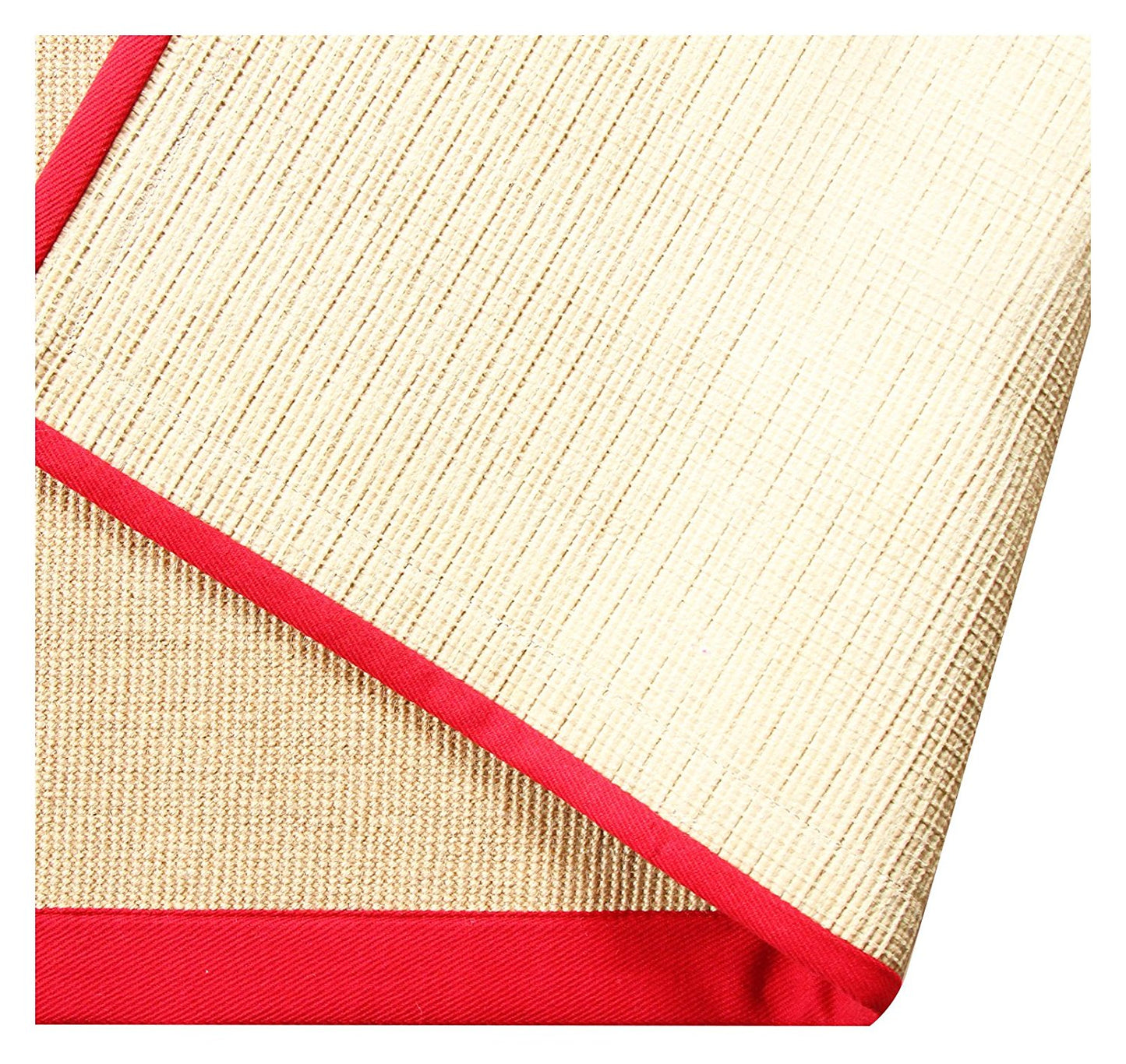 Jute Floor Mat with Red Color Cotton Border - OnlyMat