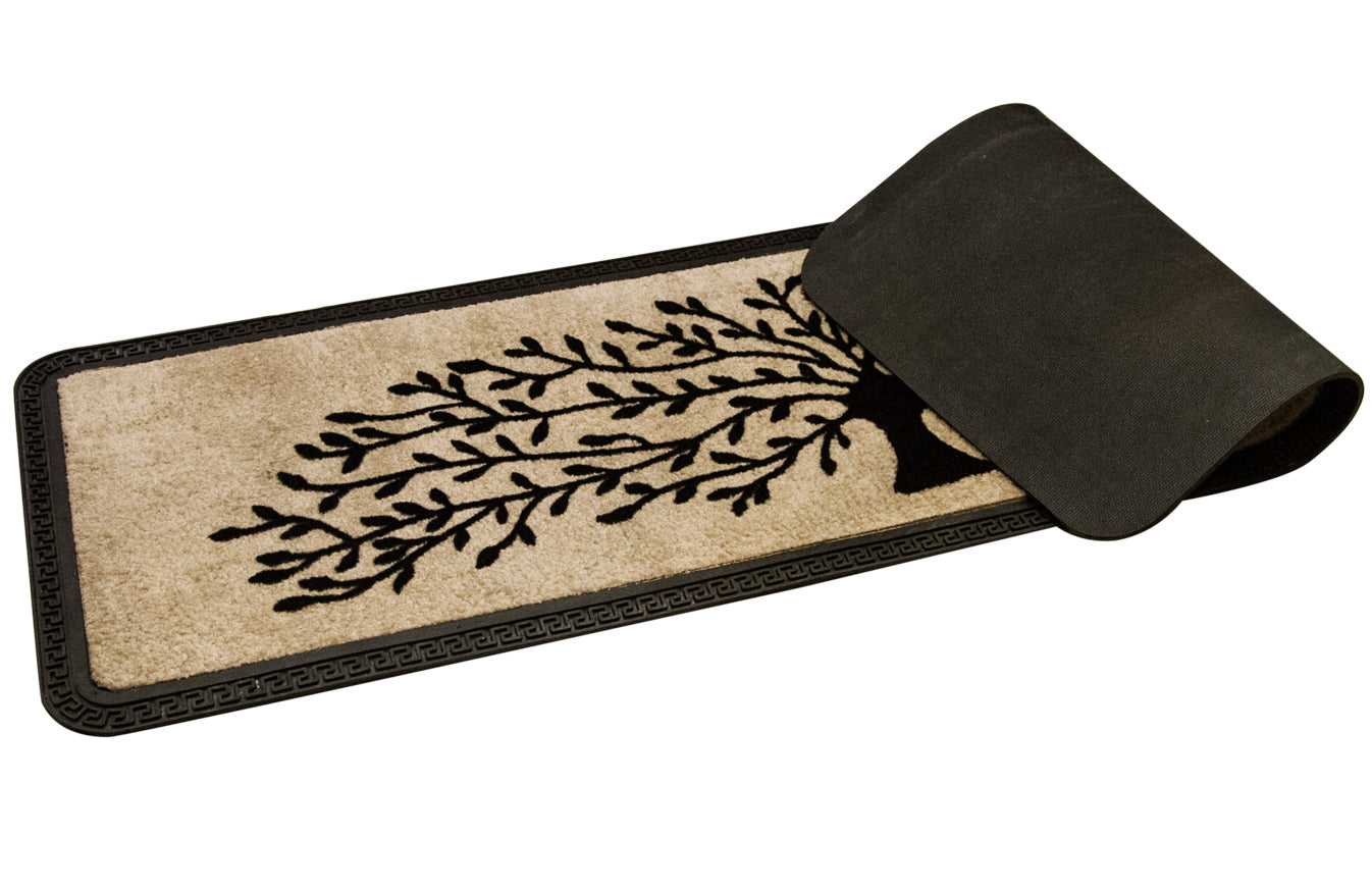 Elegant Anti-Skid Soft Polypropylene Tree Flocked Floor Mat -Beige , 40 cm x 120 cm - OnlyMat