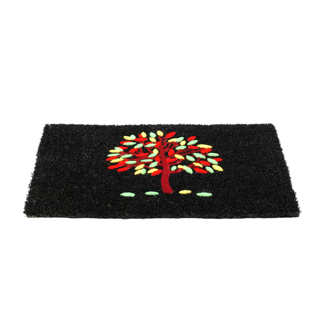 OnlyMat Luxury Black Coir Mat with Tree of Life Design with Anti-Slip Backing