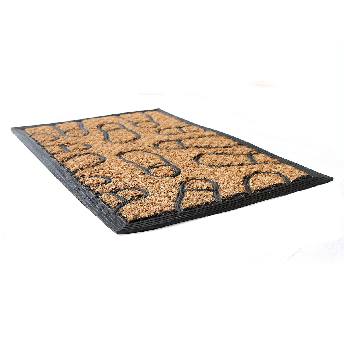 Foot Print Design Rubber + Coir Moulded Matting Mat - 40cm x 60cm - OnlyMat