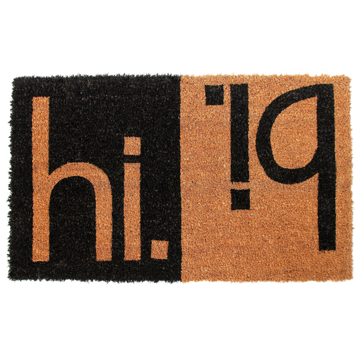 Elegant Funny Black & Brown "Hi Bi" Printed Natural Coir Door Mat - OnlyMat