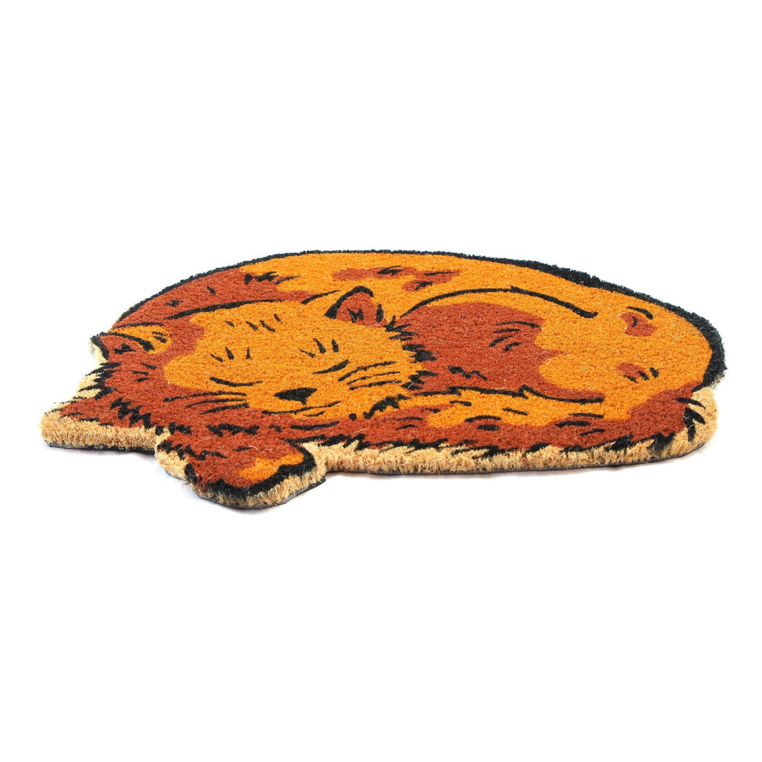 
                      
                        Coir doormat shaped like a cat with a white background
                      
                    