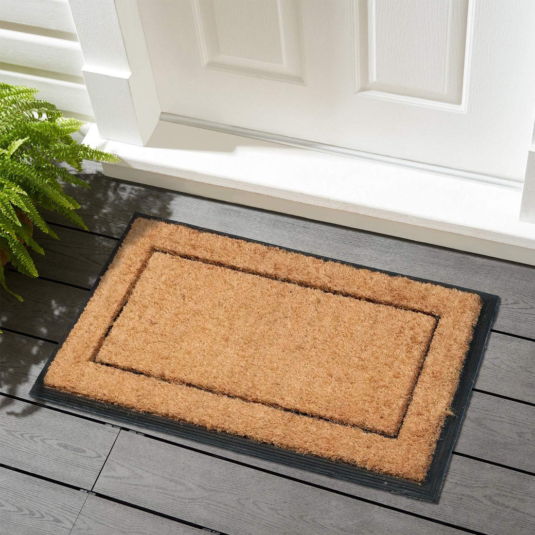 OnlyMat 2cm Thick Natural Coir Rubber Border Doormat