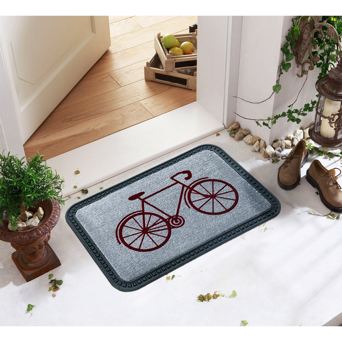 Elegant Cycle Design Soft All-Purpose Mat Home Kitchen Bathroom Door Entrance 40x60x8mm (Grey) - OnlyMat