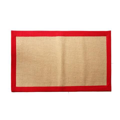 Jute Floor Mat with Red Color Cotton Border - OnlyMat