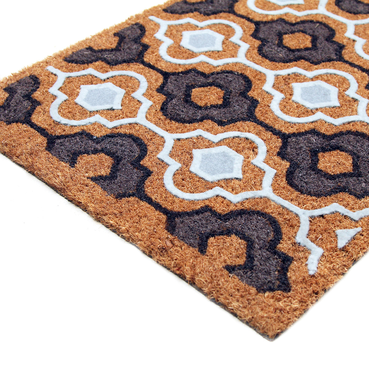 Elegant Design Pattern Printed Natural Flocked Coir Floor Mat - OnlyMat
