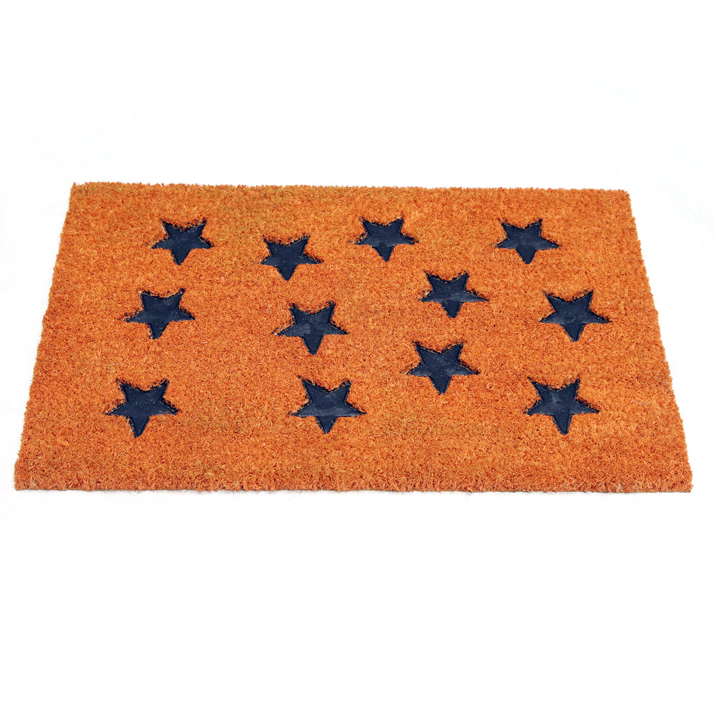 Pressed Star Design Natural Coir Doormat PVCIMP 00008 - OnlyMat
