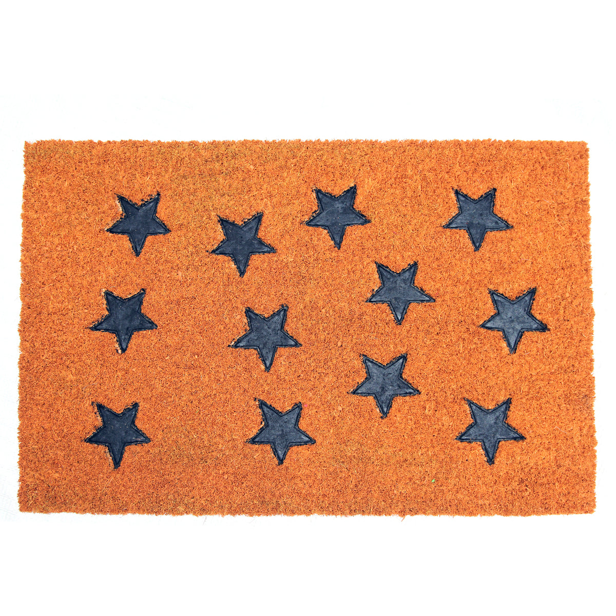 Pressed Star Design Natural Coir Doormat PVCIMP 00008 - OnlyMat
