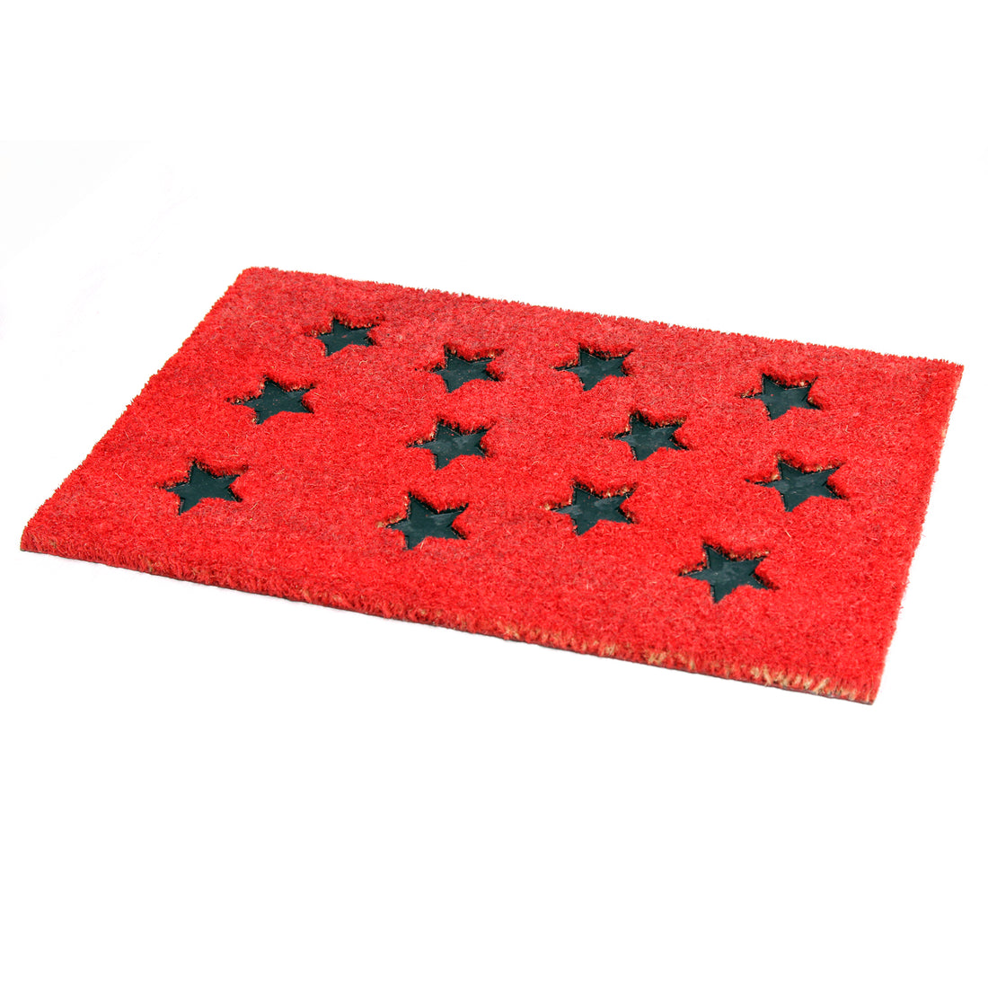 
                      
                        Pressed Star Design Natural Coir Doormat. PVCIMP 00008 RED - OnlyMat
                      
                    