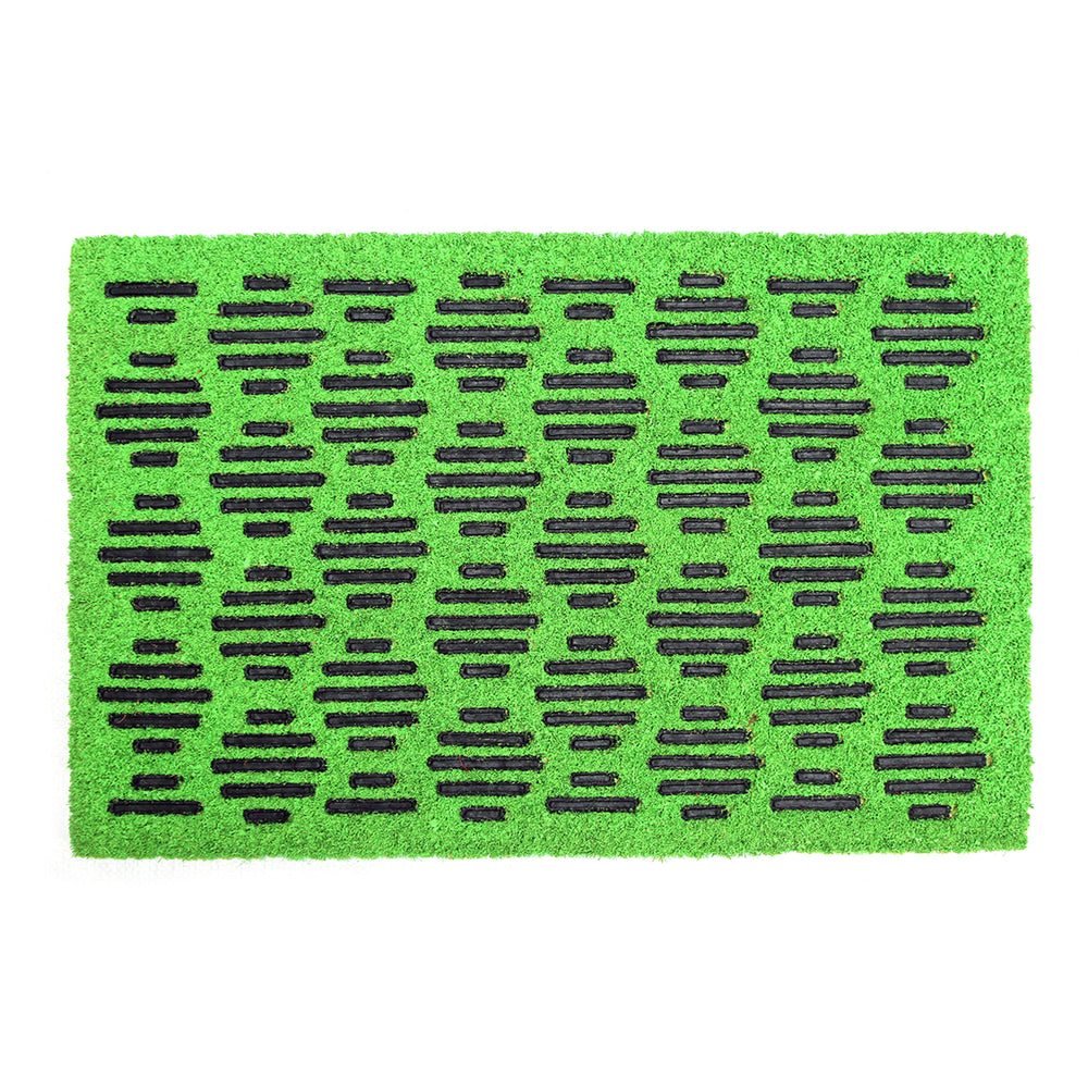 Pressed Design Natural Coir Doormat. PVCIMP 00011 GRN - OnlyMat