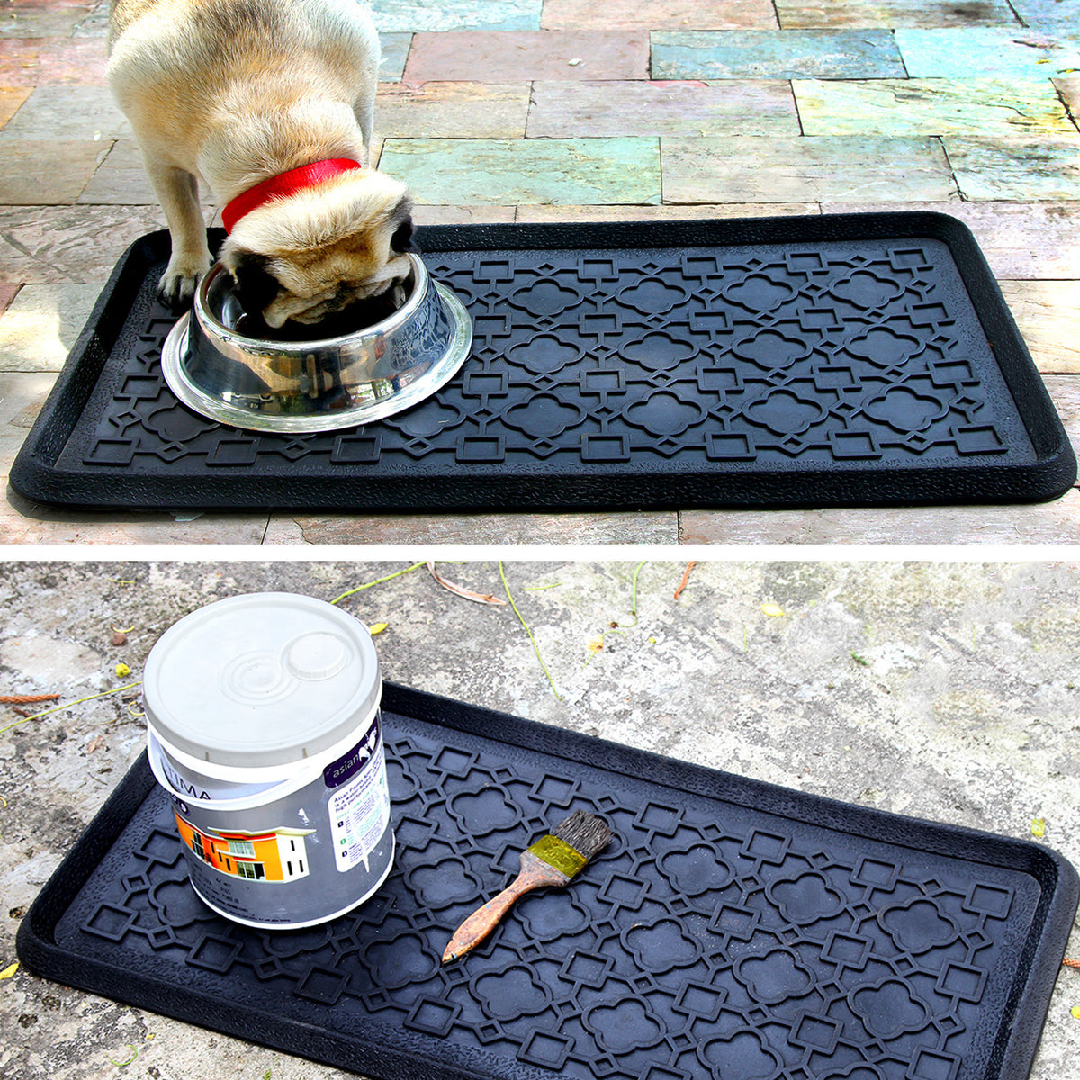 Boot Shoe Tray Mat Outdoor Waterproof Rubber Doormat LitterMat Rectangle  1632  Inox Wind