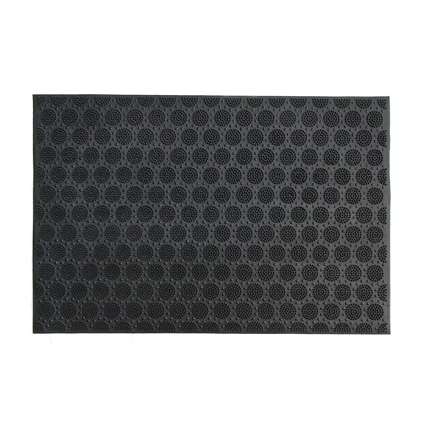 Black rectangular rubber pin mat with a geometric pattern of flexible rubber studs.