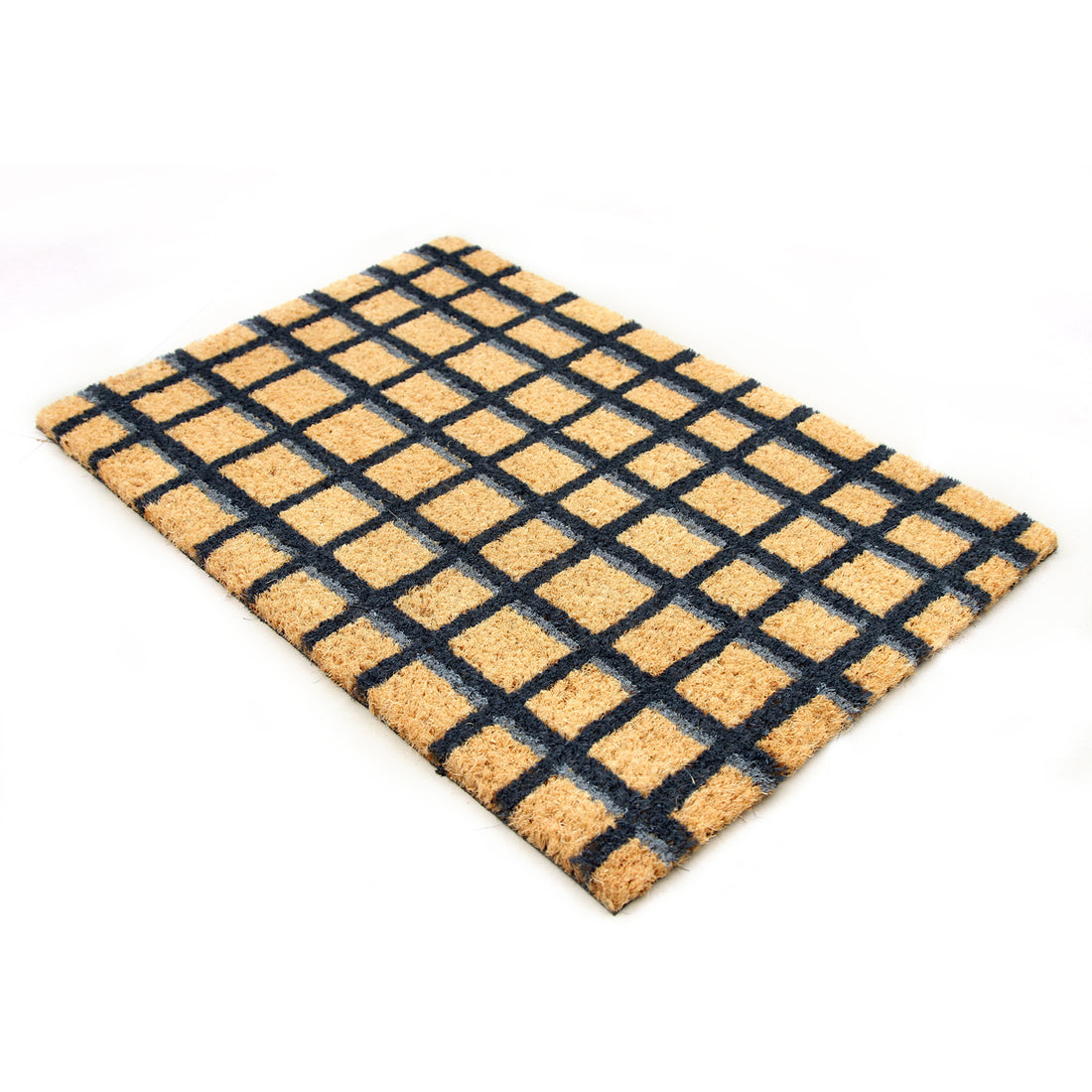 
                      
                        Black and Brown Checked Natural Coir Floor Mat - OnlyMat
                      
                    