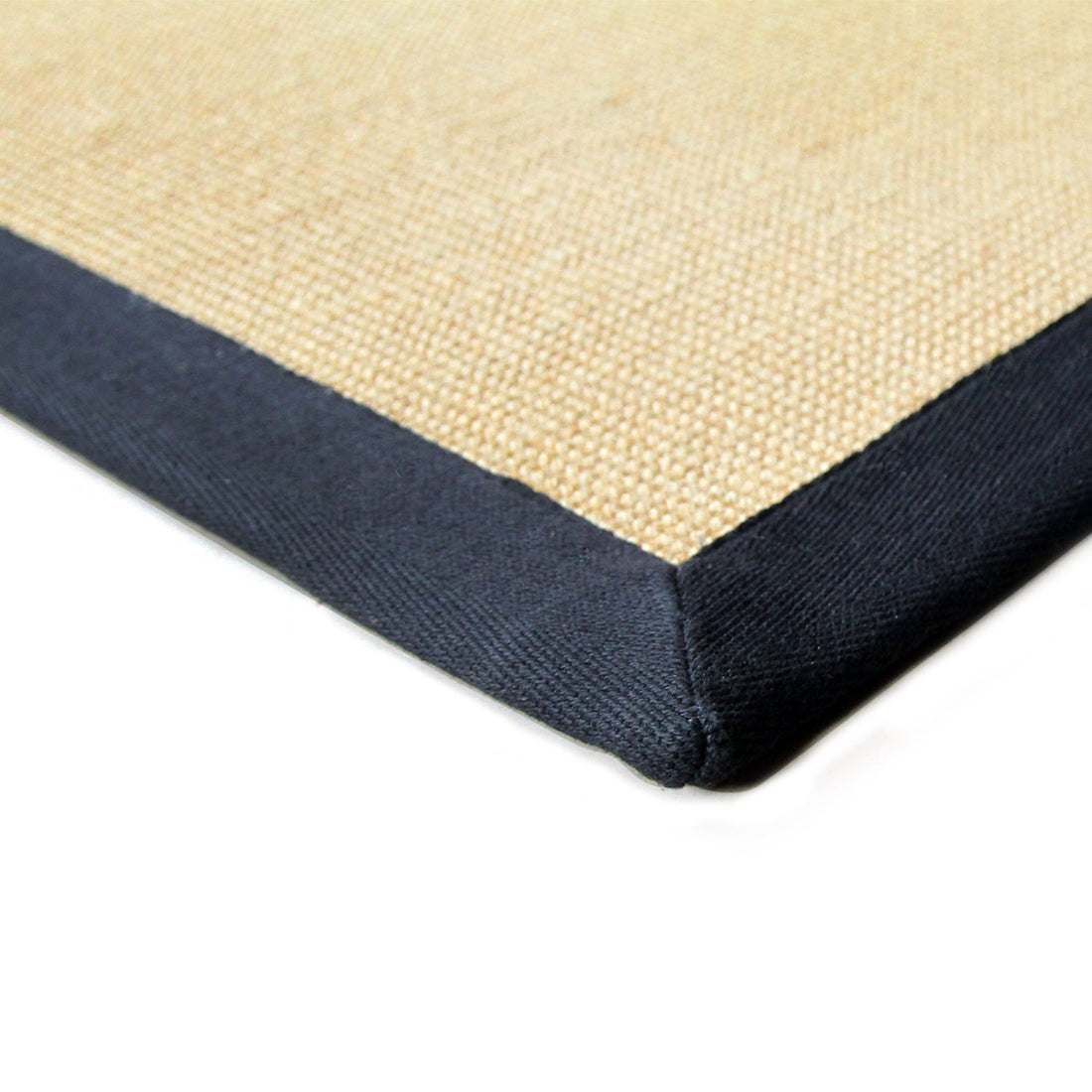 
                      
                        Corner of a jute mat  and black border on a white background
                      
                    