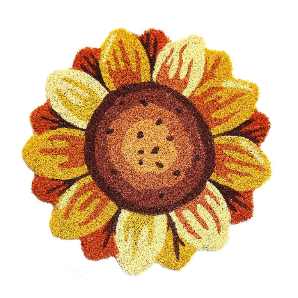 Stylish Natural Coir Sunflower Shaped Mat with PVC backing - OnlyMat